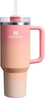 STANLEY Quencher H2.0 Tumbler with Handle and Straw 40 oz | FlowState 3-Position Lid | Insulated Stainless Steel Cup | BPA-Free | Pink Mesa Sunset